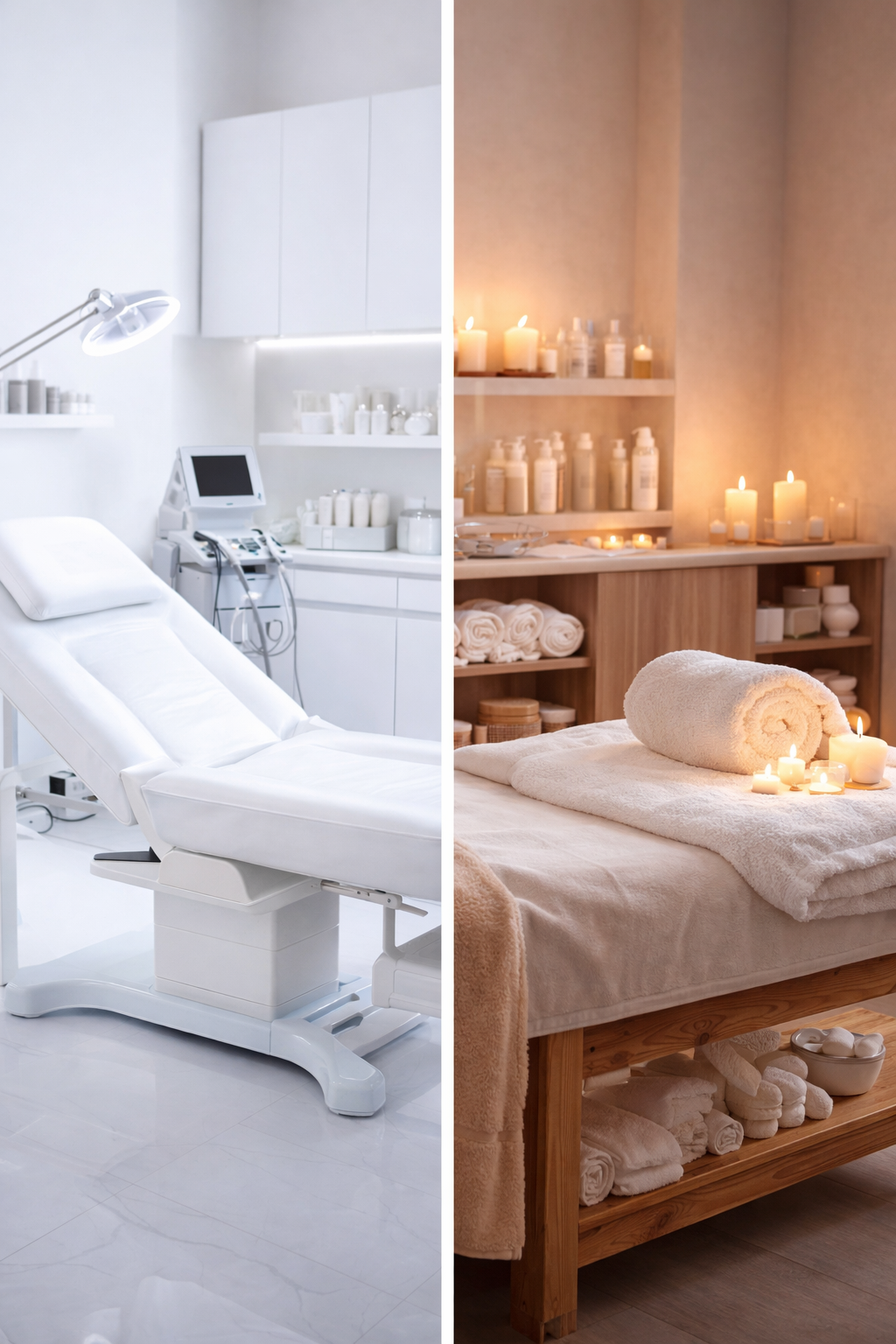 Différence entre centre médical esthétique et institut esthétique avec comparaison d’un cabinet médical et d’un espace de soins bien-être