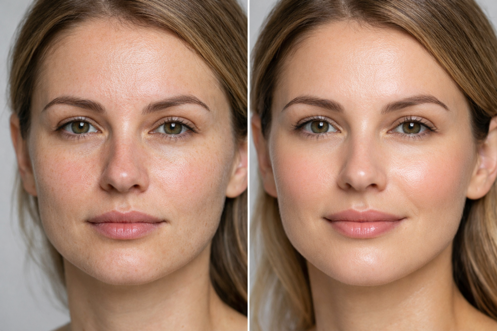 hydrafacial avant apres femme europe est resultat peau