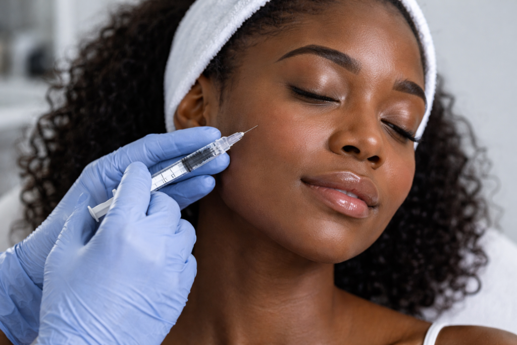 injection acide hyaluronique femme noire visage securite